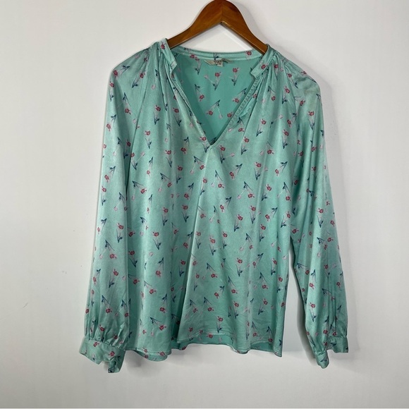 Tucker Floral Silk Blouse Size Small - Picture 1 of 7